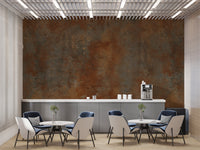 Warm brown rust metal wallpaper for industrial spaces

