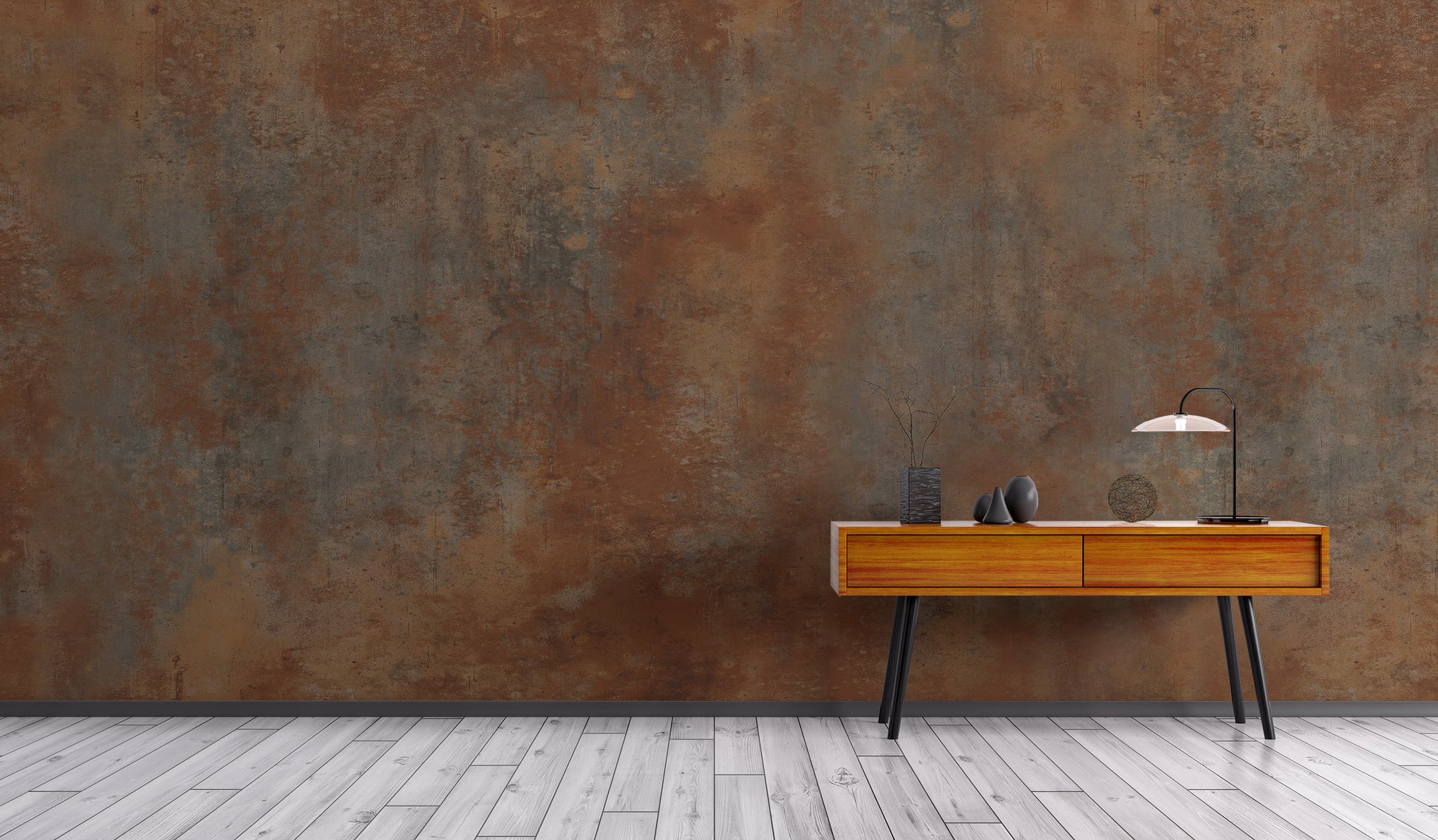 Textured brown rust metal wall mural for bold rooms
