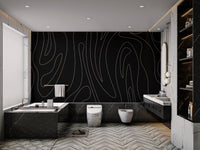 Black Abstract Wavy Line Wallpaper