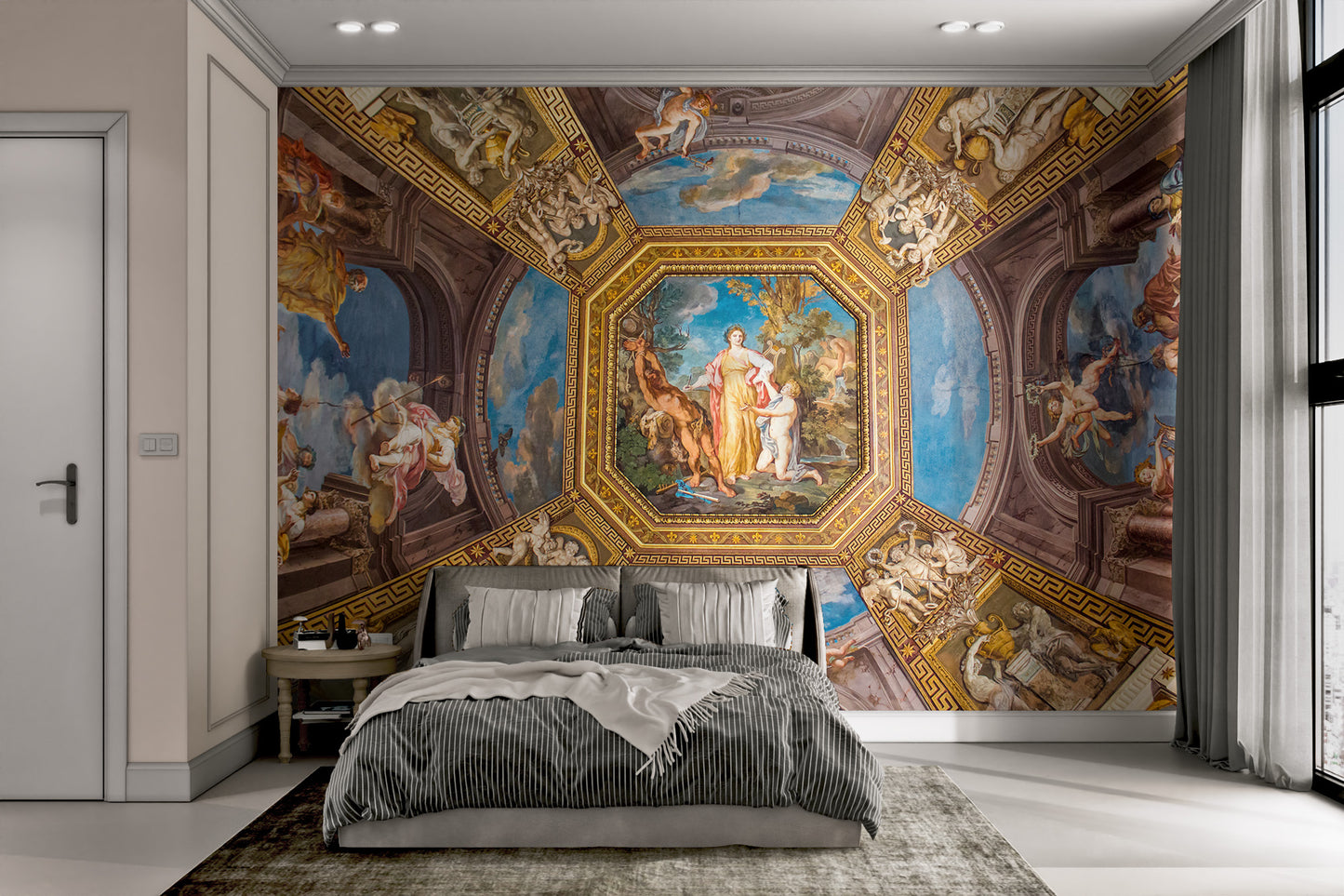 Opulent classical ceiling mural for decor
