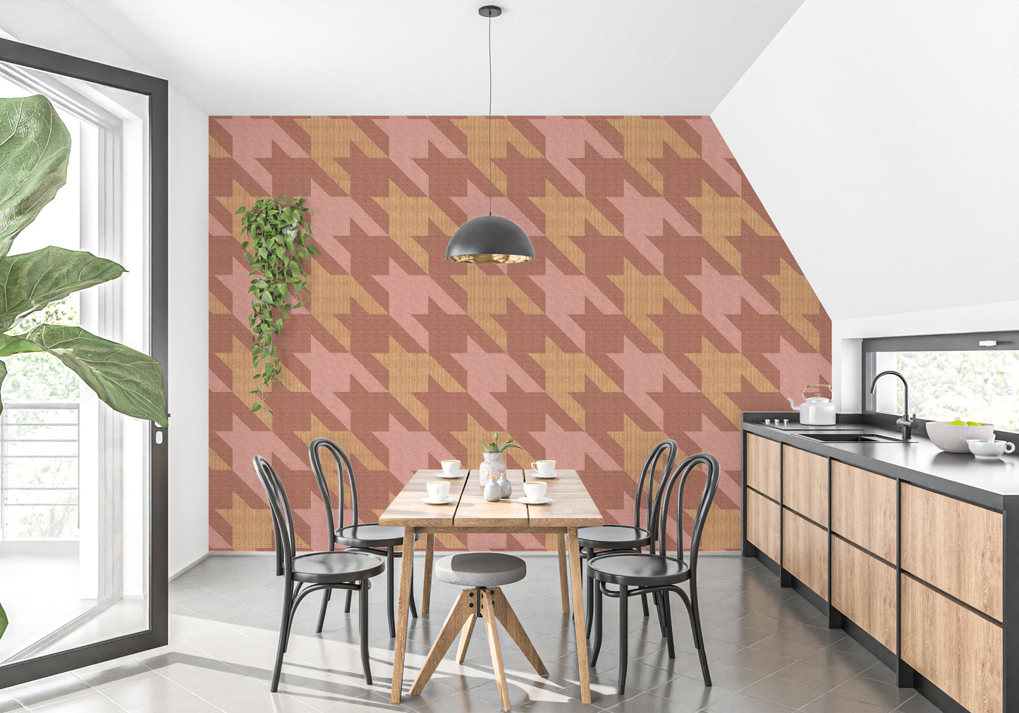 Classic Houndstooth Pattern Wallpaper Mural
