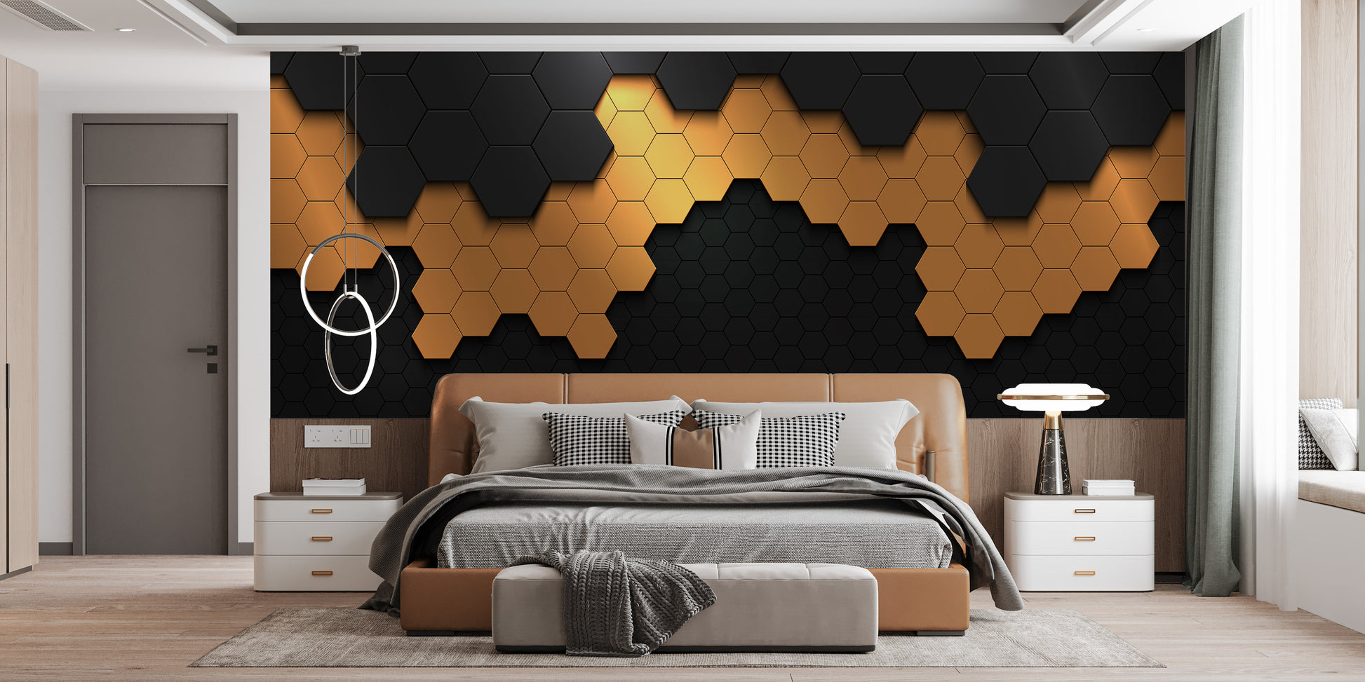 Bold black and gold chic wall art mural
