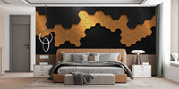 Bold black and gold chic wall art mural
