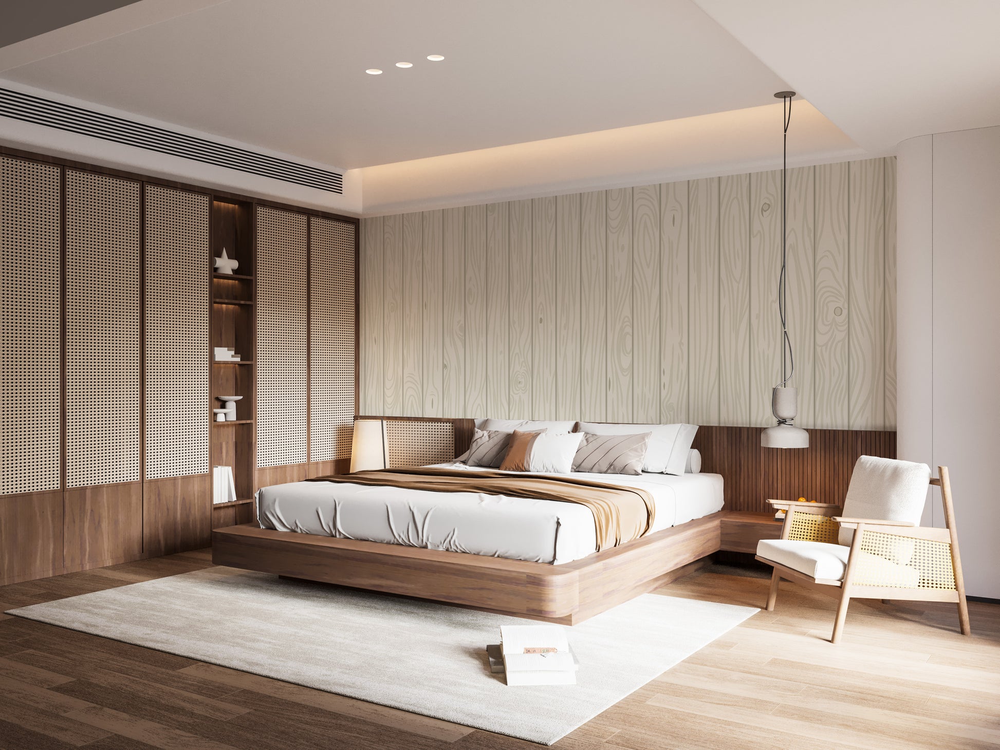 Timeless oak wood mural with grain design
