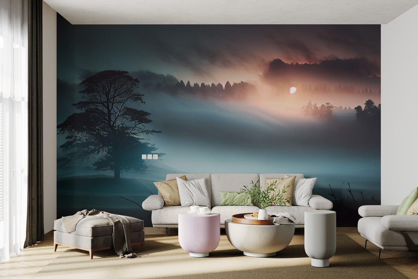 Misty Twilight Forest Wallpaper