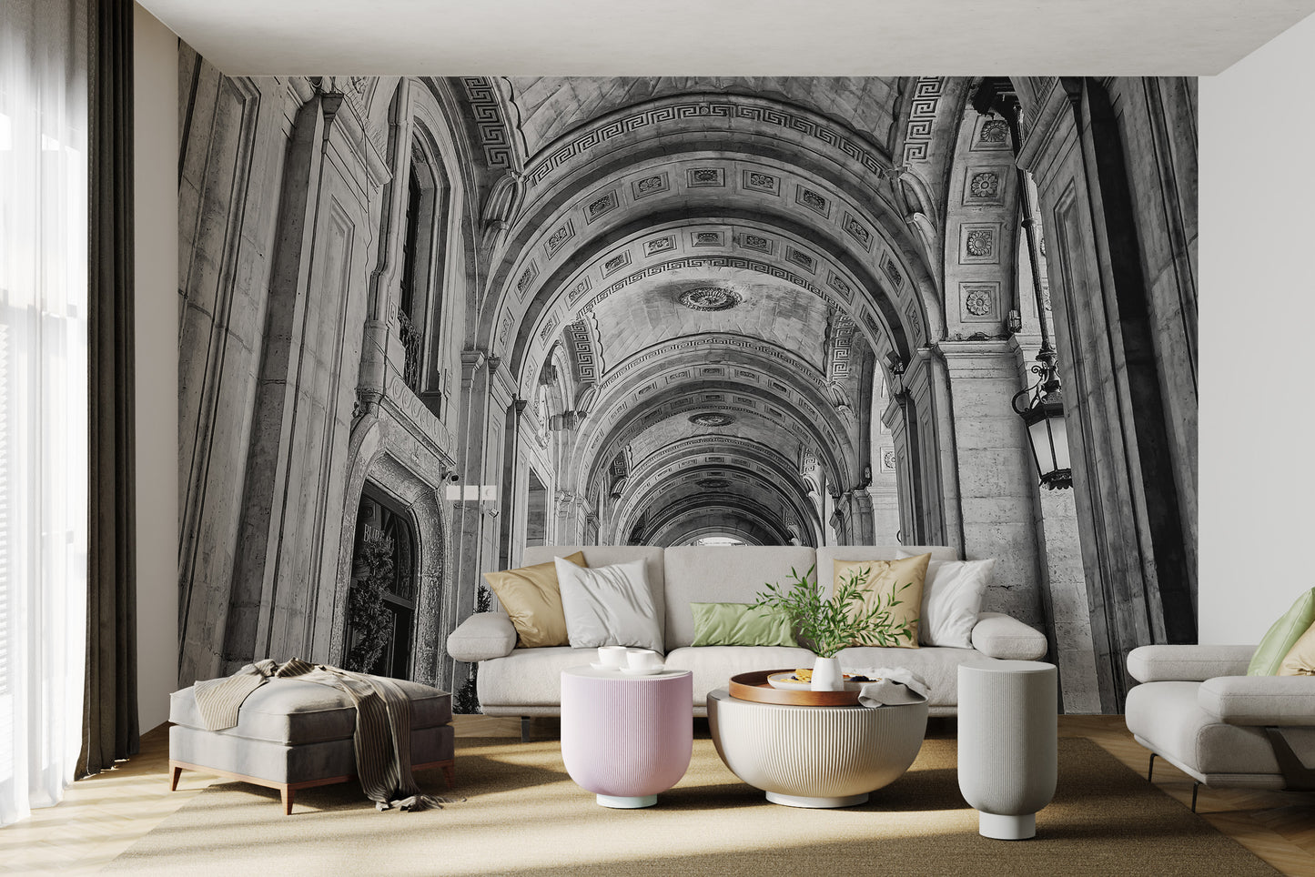 Sophisticated vintage arch wallpaper
