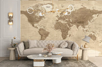 Classic Earth map wallpaper mural pattern
