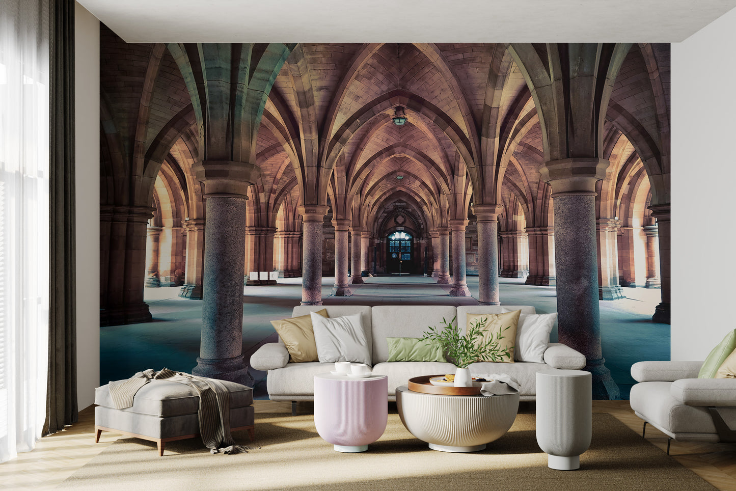 Grand stone column wallpaper design
