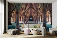 Grand stone column wallpaper design
