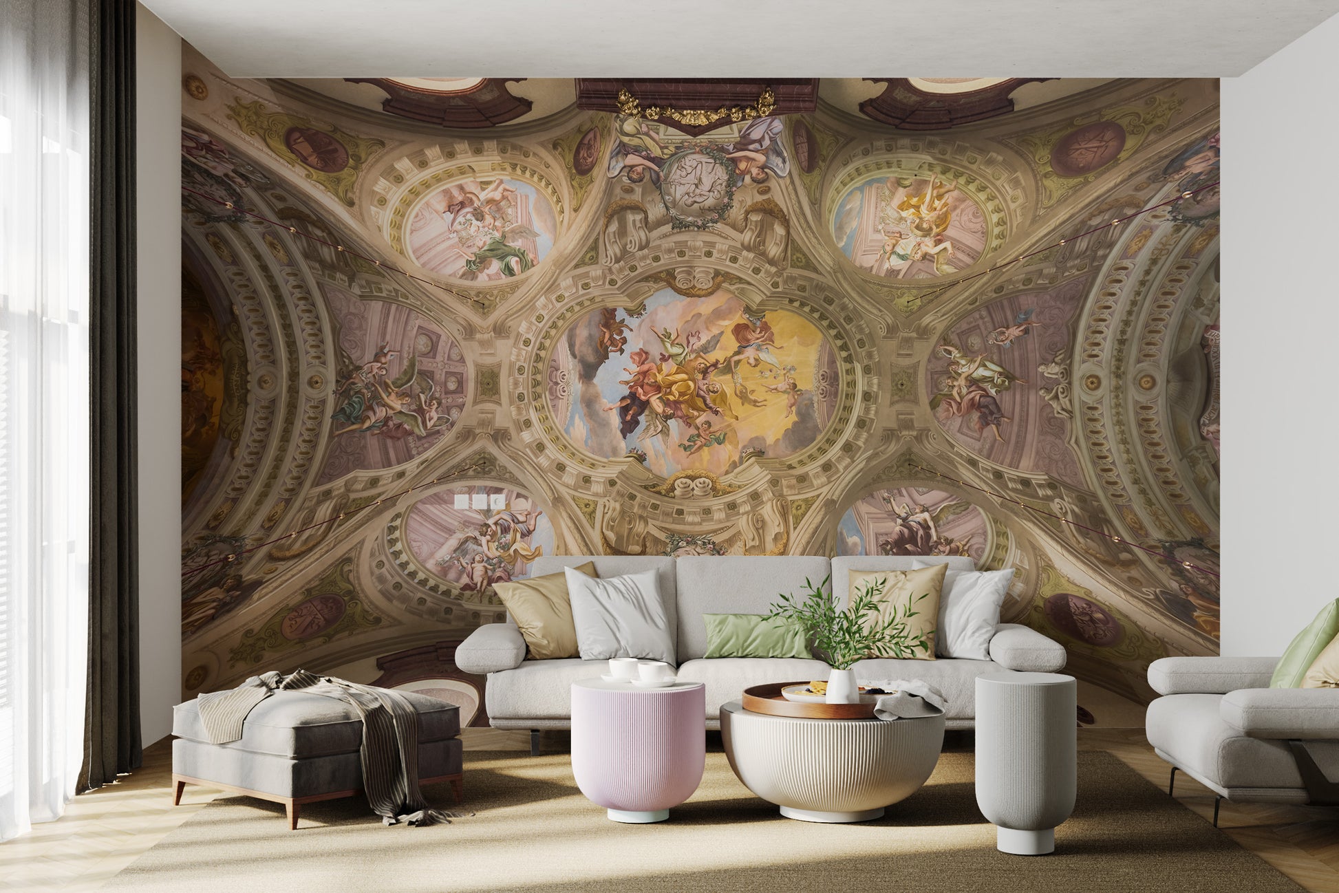 Ornate fresco ceiling decor wallpaper

