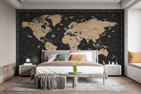 Golden map wallpaper with vintage charm
