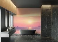 Pink and gold ocean horizon mural
