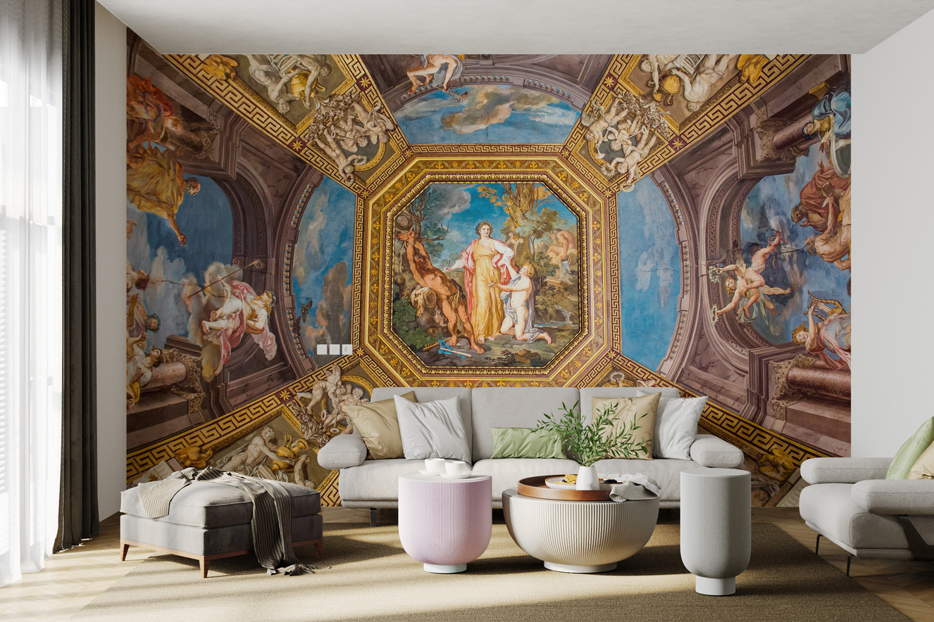 Baroque artistic ceiling wallpaper design
