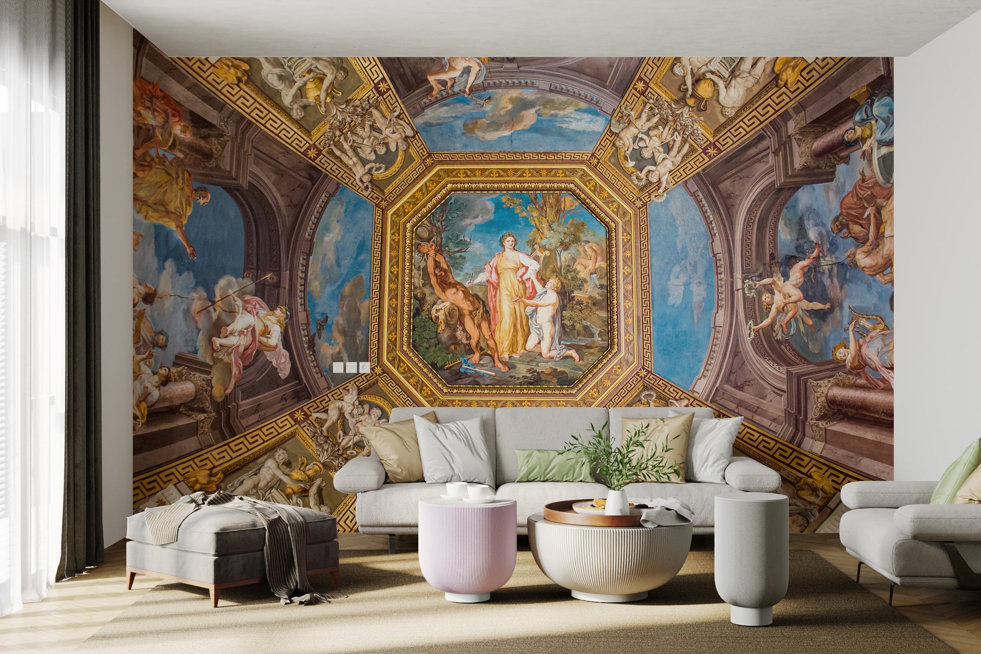 Baroque artistic ceiling wallpaper design
