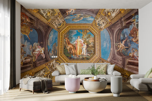 Baroque artistic ceiling wallpaper design
