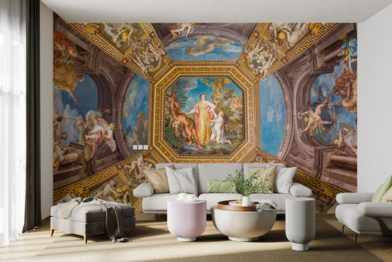 Baroque artistic ceiling wallpaper design
