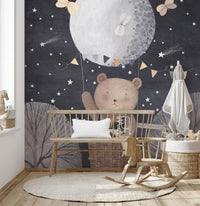Adventure bear balloon wall mural for kids
