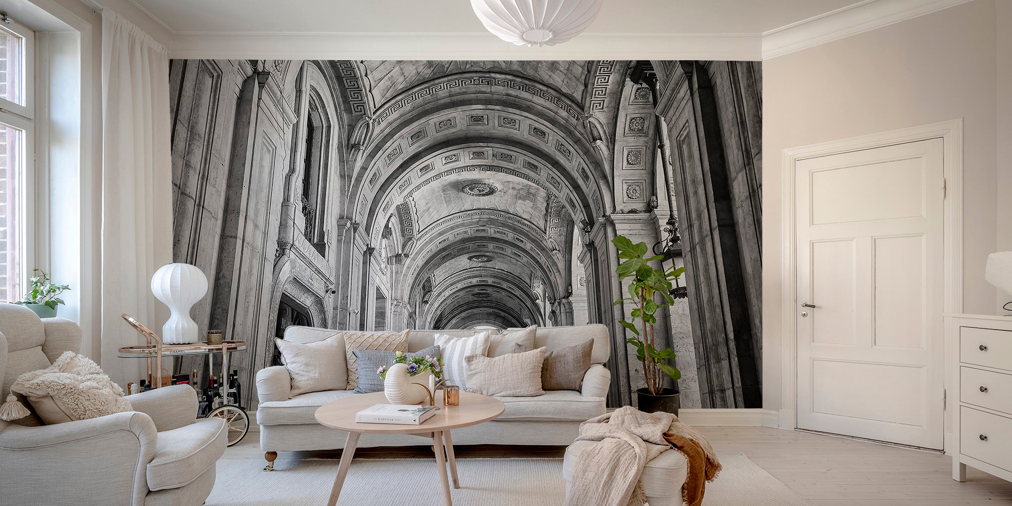 Classic monochrome architectural wallpaper
