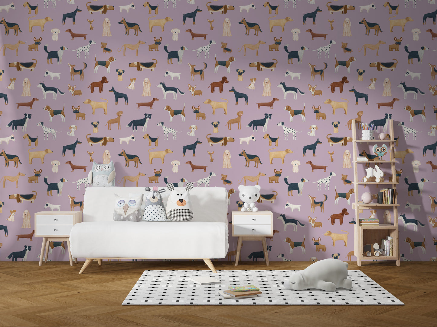 Lilac Dogs Breed Pattern Wallpaper