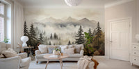 Misty autumn forest wallpaper mural
