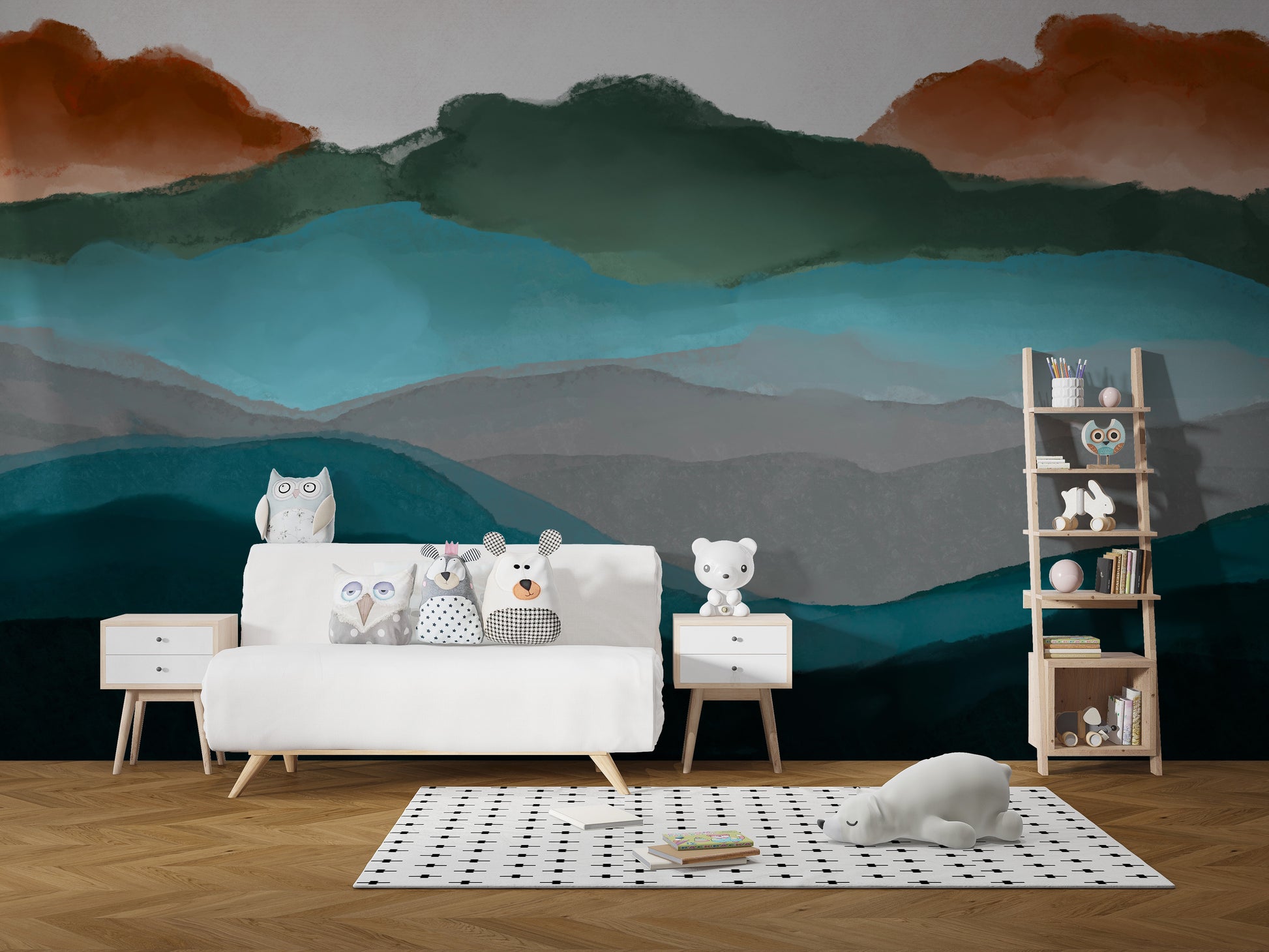 Sunset mountain design adds natural charm
