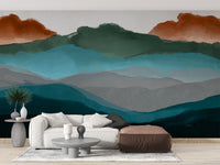 Vibrant sunset mural for cozy wall decor
