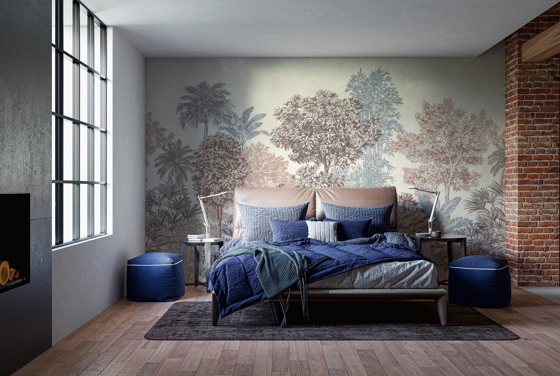 Scenic trees harmony mural for a relaxing ambiance
