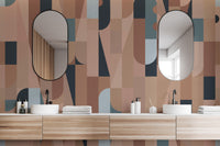 Temporary colorful abstract shapes wallpaper for spaces