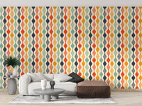 Vintage colorful swirl wall mural decor.
