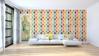 Bold retro swirl pattern wall mural.
