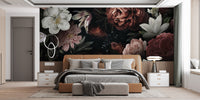 Romantic flower blossom wall mural design.
