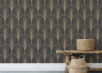Sophisticated vintage antique Deco wallpaper decor.
