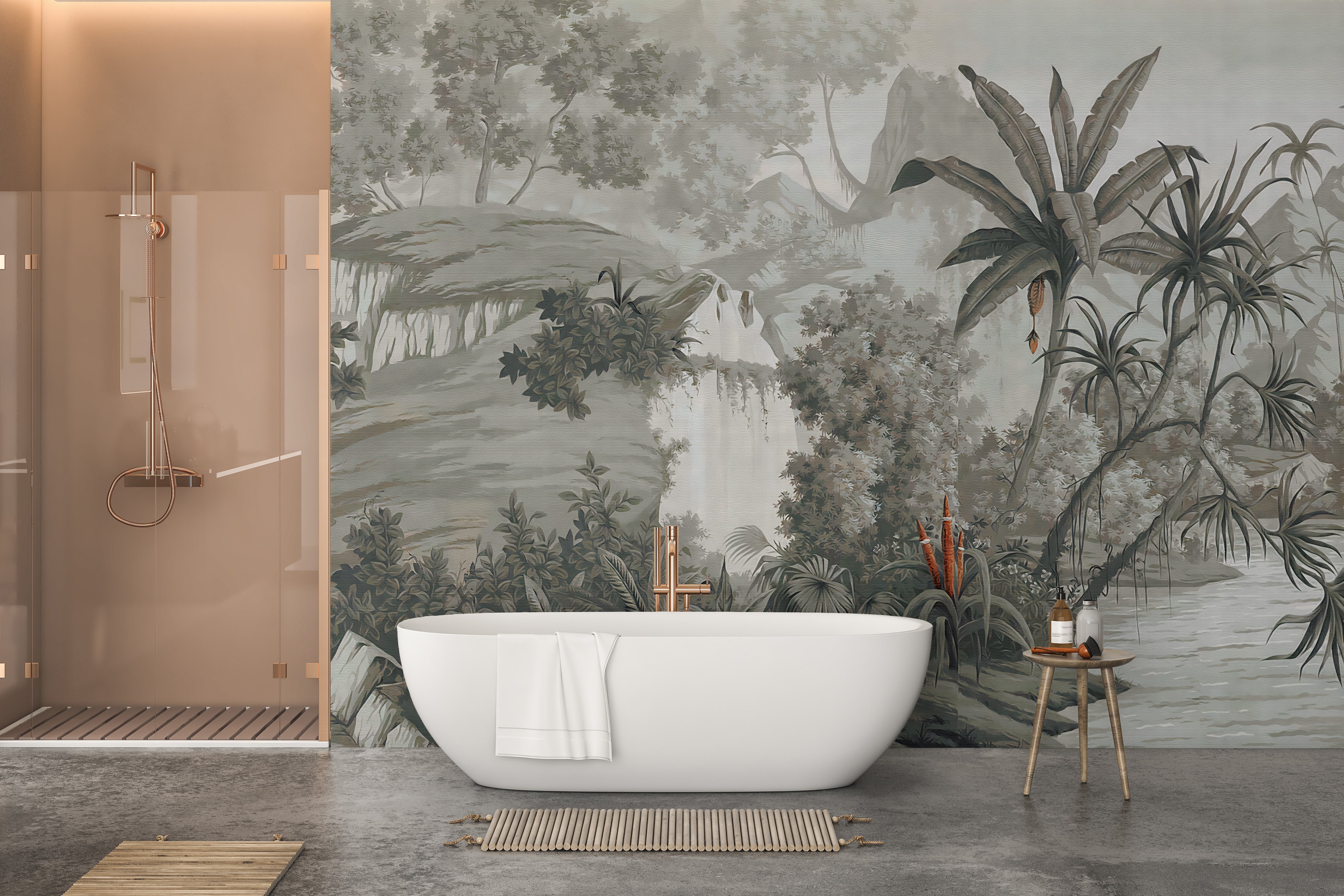 Monotone woodland wall mural for interiors
