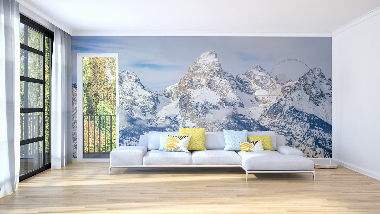 Serene rocky summit panorama for wall art.
