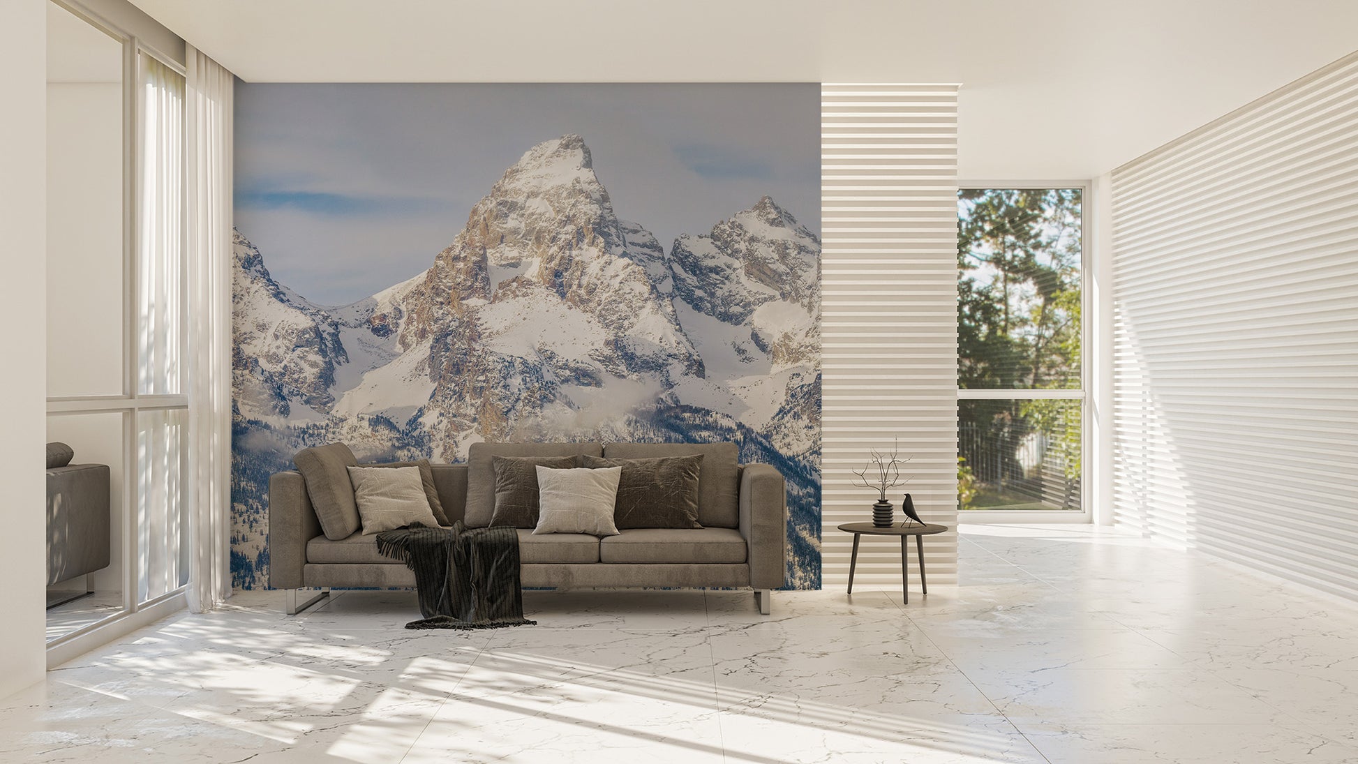 Scenic rocky summit panorama wall decor mural.
