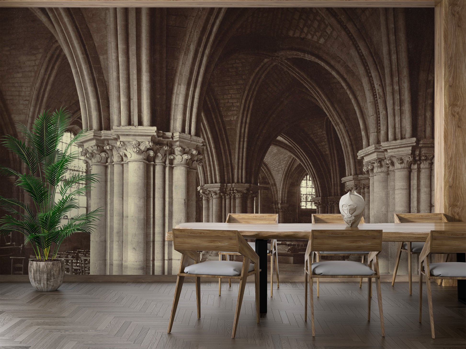 Medieval cathedral crypt with detailed stonework






