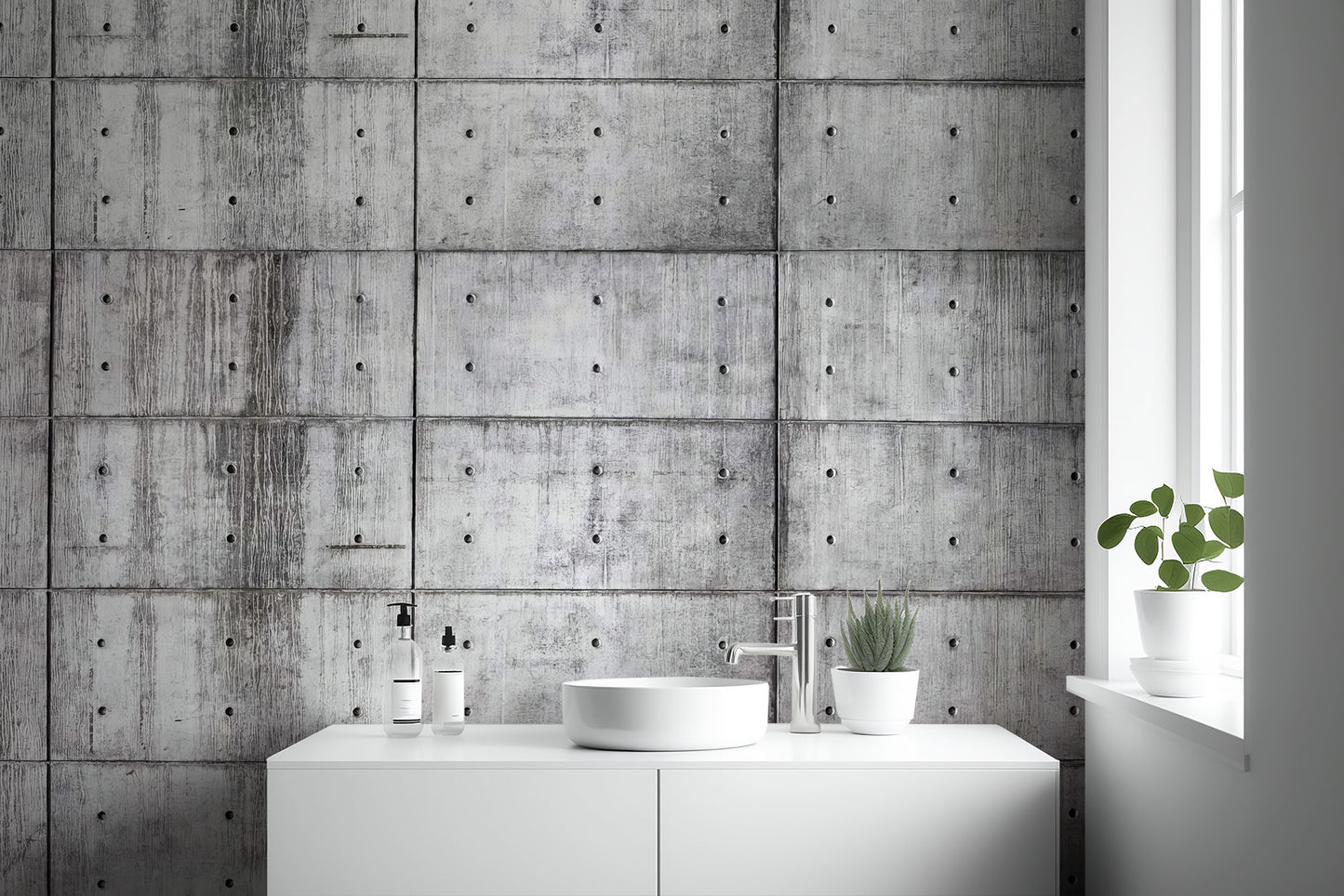 Urban-inspired concrete block wallpaper mural for a sleek look
