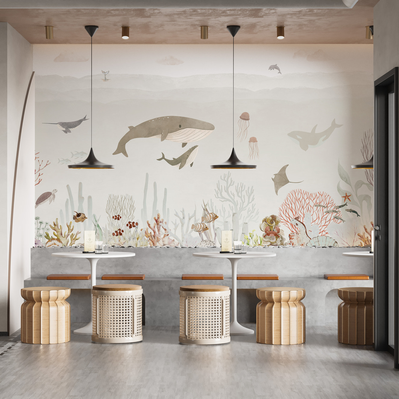 Elegant wall mural featuring a sensational sea in brown tones