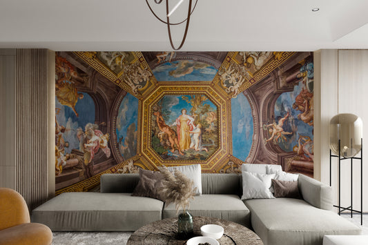 Ornate Baroque-style ceiling wall art
