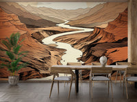 Rugged desert valley with a river path