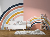 Multicolor removable striped wall mural
