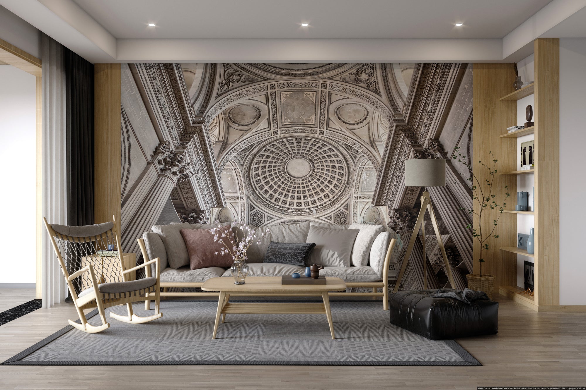 Neoclassical Pantheon ceiling mural
