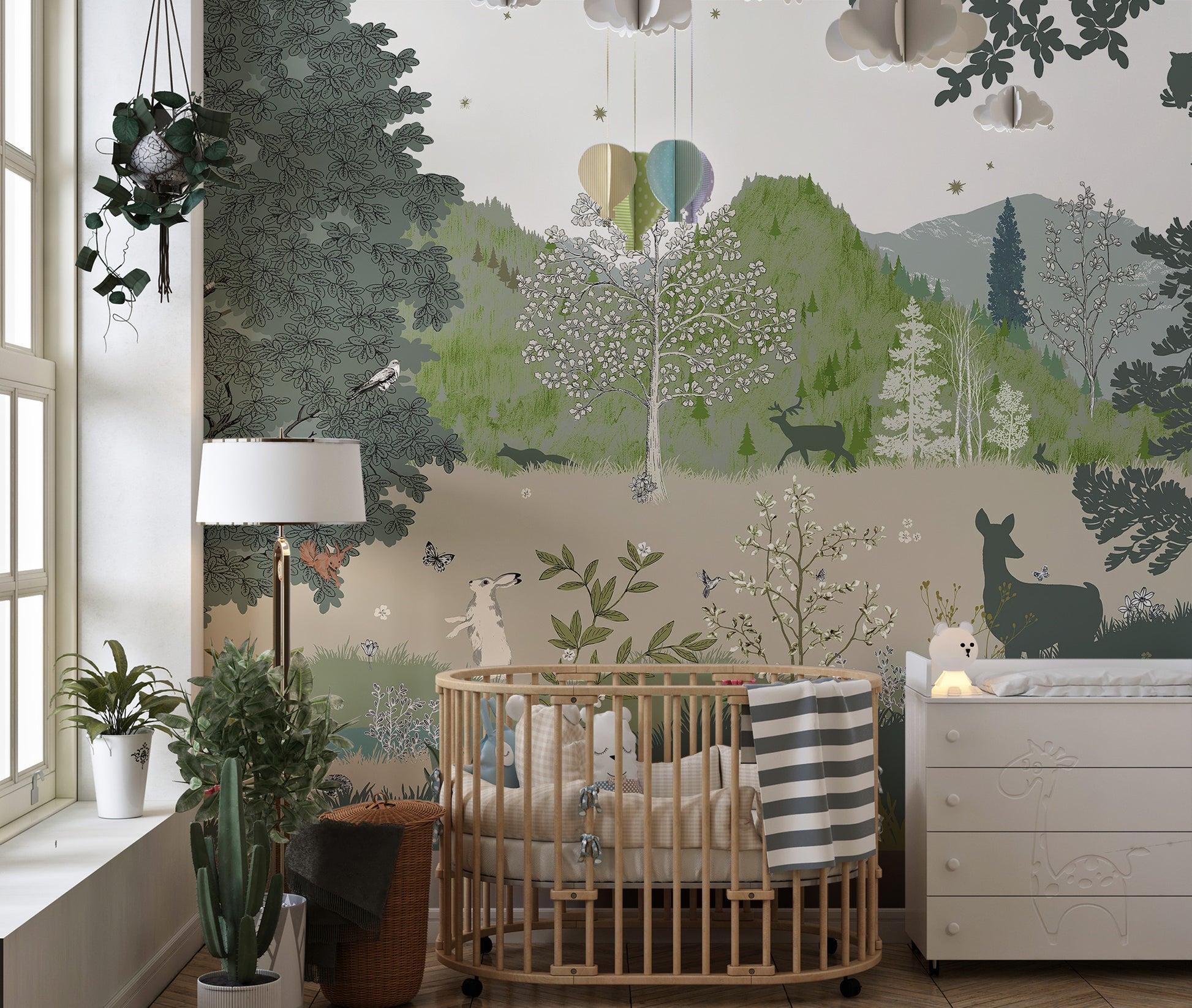 Lush green jungle wallpaper for playful kids' spaces
