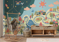 Creative cityscape wall mural design
