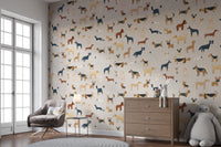 Playful dog breed pattern wallpaper for pet lovers
