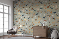 Dog lovers' wallpaper featuring a safari green breed pattern
