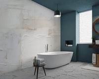 Elegant white plaster effect wallpaper with depth
