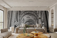 Timeless black and white architecture mural
