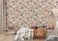 Playful dog breed pattern wallpaper for pet lovers
