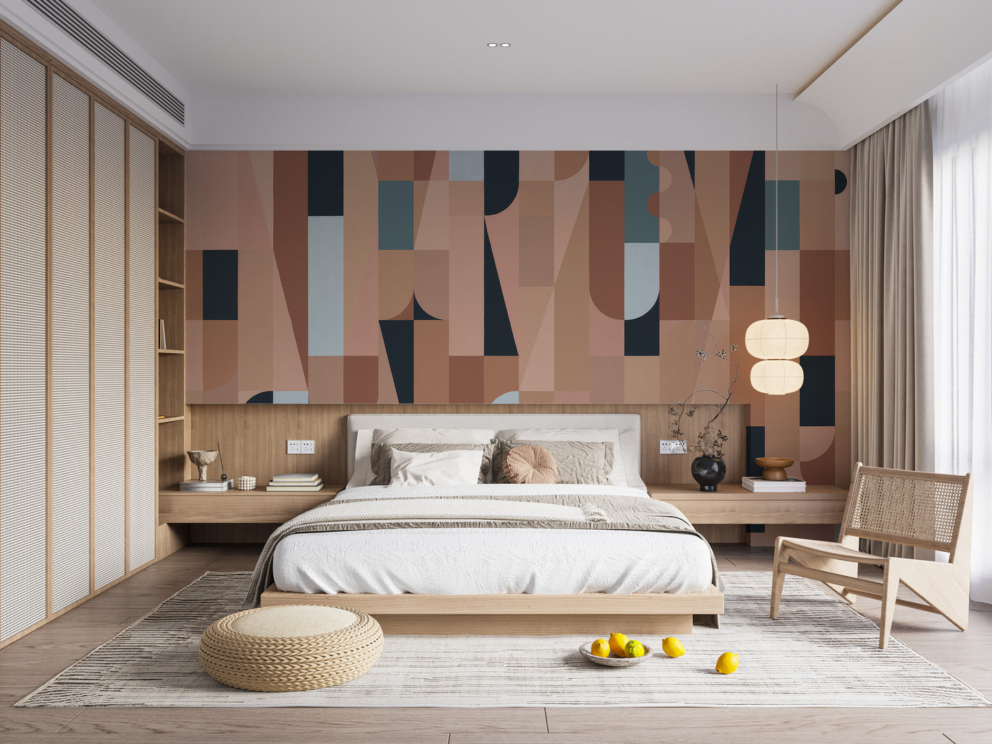 Bright abstract shapes peel-off mural for creative walls